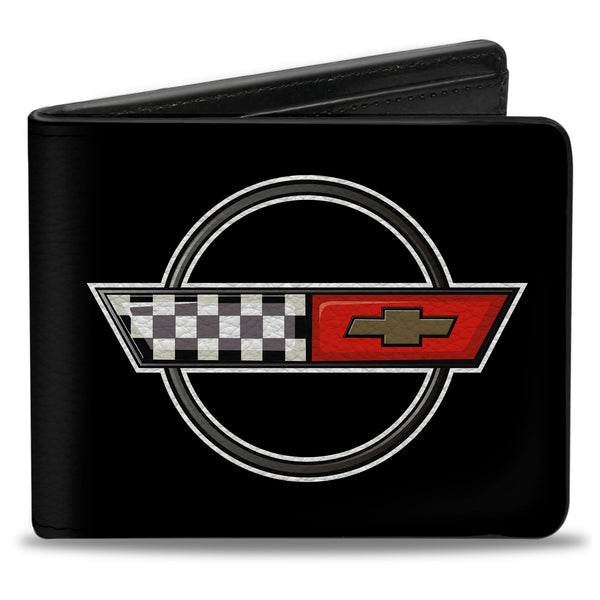 Buckle-Down Bi-Fold Wallet - Corvette C4 Checker Bowtie Logo Black
