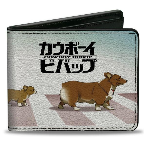 Buckle-Down Bi-Fold Wallet - COWBOY BEBOP Ein with Family Pose and Title Logo Blue Fade