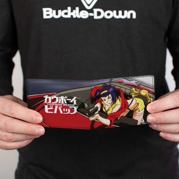 Buckle-Down Bi-Fold Wallet - COWBOY BEBOP Faye Valentine Shooting Scene And Title Logo