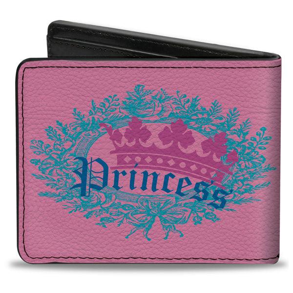Buckle-Down Bi-Fold Wallet - Crown Princess Oval Pink Turquoise