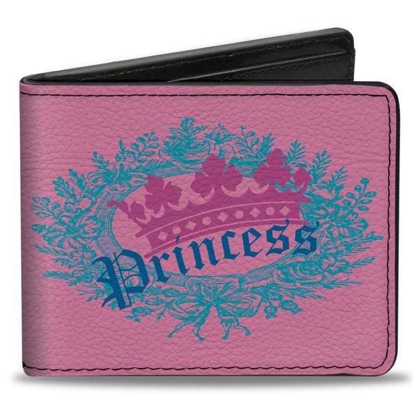 Buckle-Down Bi-Fold Wallet - Crown Princess Oval Pink Turquoise