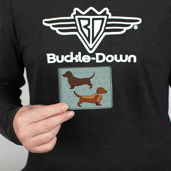 Buckle-Down Bi-Fold Wallet - Dachshund 4-Dogs Paws Aquas