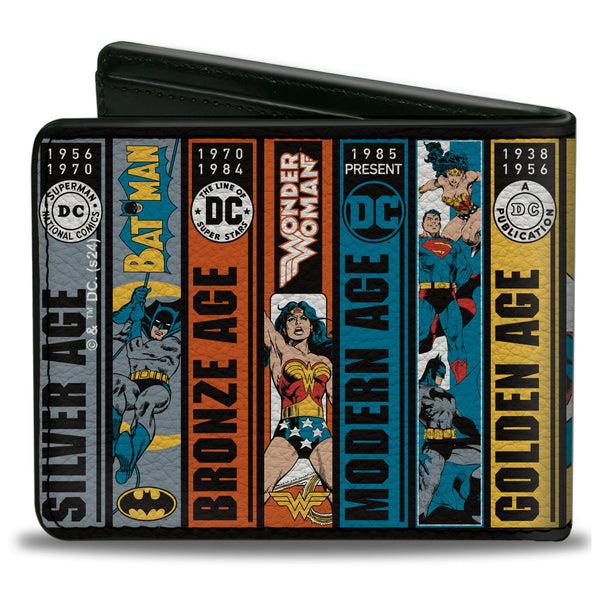 Buckle-Down Bi-Fold Wallet - DC Justice League Comics Anniversary Age Scene Blocks