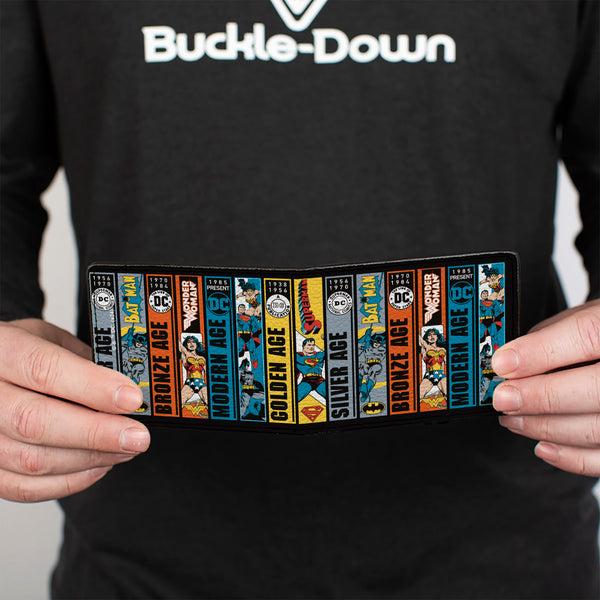 Buckle-Down Bi-Fold Wallet - DC Justice League Comics Anniversary Age Scene Blocks