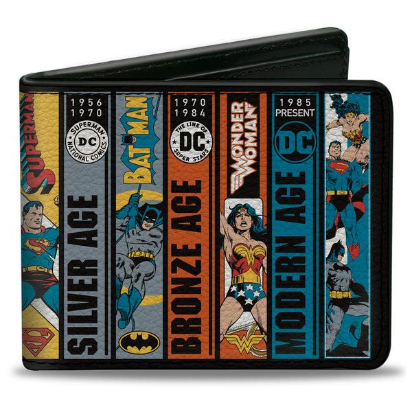 Buckle-Down Bi-Fold Wallet - DC Justice League Comics Anniversary Age Scene Blocks