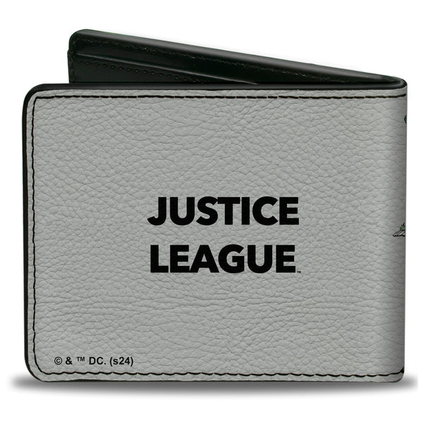 Buckle-Down Bi-Fold Wallet - DC JUSTICE LEAGUE Retro Superhero Group Pose White