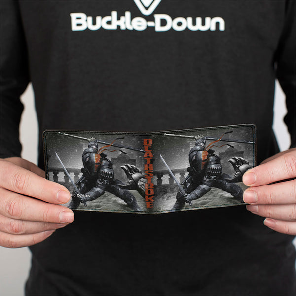 Buckle-Down Bi-Fold Wallet - DEATHSTROKE Arkham Origins Action Pose Snow Grays Red