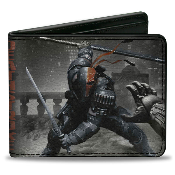 Buckle-Down Bi-Fold Wallet - DEATHSTROKE Arkham Origins Action Pose Snow Grays Red