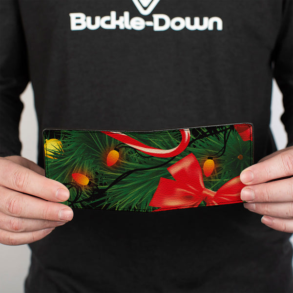 Buckle-Down Bi-Fold Wallet - Decorated Tree2 W Bows Lights Candy Canes
