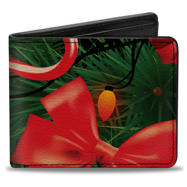 Buckle-Down Bi-Fold Wallet - Decorated Tree2 w Bows Lights Candy Canes