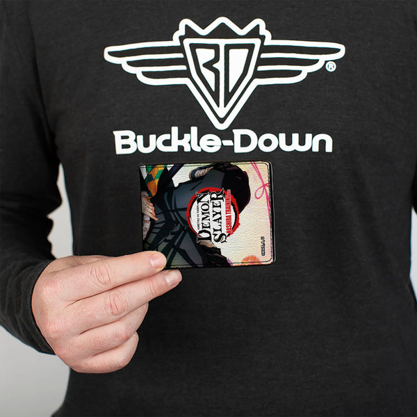 Buckle-Down Bi-Fold Wallet - DEMON SLAYER Giyu Tomioka Sword Pose And Title Logo