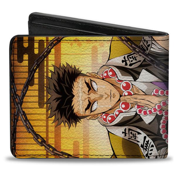 Buckle-Down Bi-Fold Wallet - DEMON SLAYER Gyomei Himejima Beads Chain Pose And Title Logo