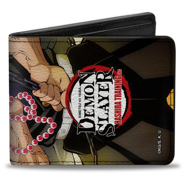 Buckle-Down Bi-Fold Wallet - DEMON SLAYER Gyomei Himejima Beads Chain Pose and Title Logo
