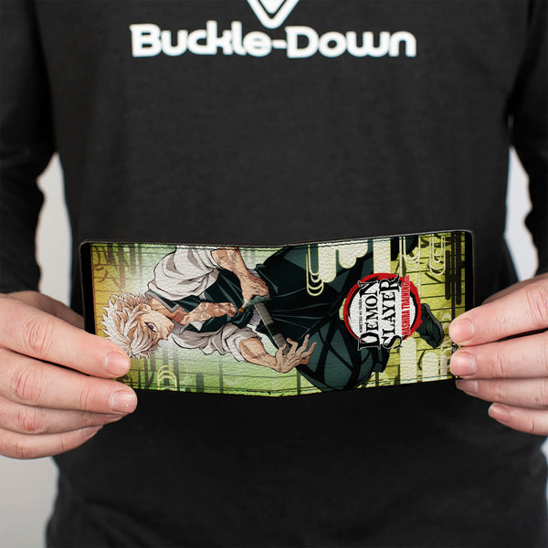 Buckle-Down Bi-Fold Wallet - DEMON SLAYER Sanemi Shinazugawa Sword Pose And Title Logo