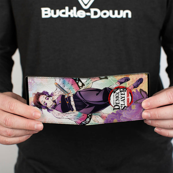 Buckle-Down Bi-Fold Wallet - DEMON SLAYER Shinobu Kocho Butterfly Pose And Title Logo