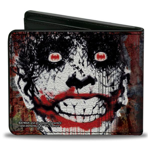 Buckle-Down Bi-Fold Wallet - Detective Comics #880 Joker Bat Face Cover Splatter Multi Color White Black Red