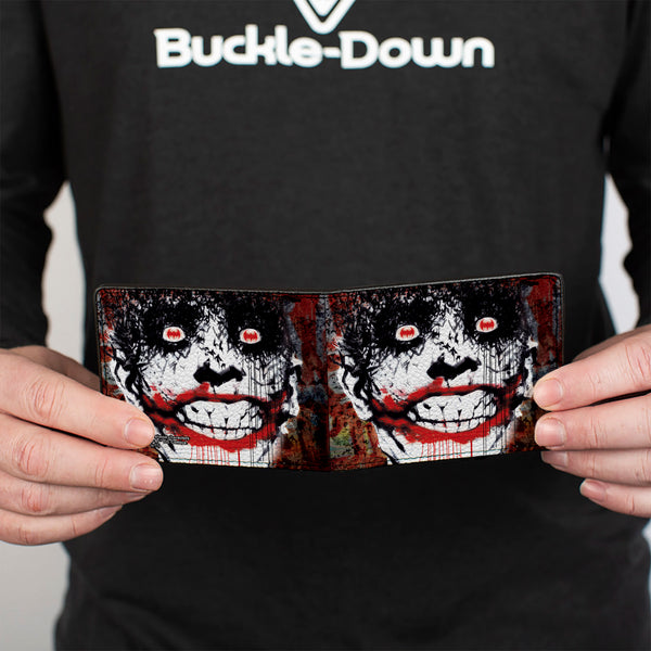 Buckle-Down Bi-Fold Wallet - Detective Comics #880 Joker Bat Face Cover Splatter Multi Color White Black Red