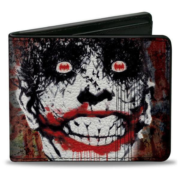 Buckle-Down Bi-Fold Wallet - Detective Comics #880 Joker Bat Face Cover Splatter Multi Color White Black Red