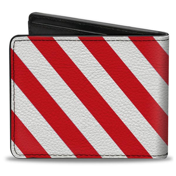 Buckle-Down Bi-Fold Wallet - Diagonal Stripes2 White Red