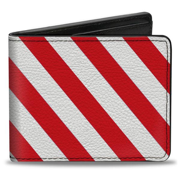 Buckle-Down Bi-Fold Wallet - Diagonal Stripes2 White Red