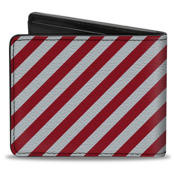 Buckle-Down Bi-Fold Wallet - Diagonal Stripes3 White Red