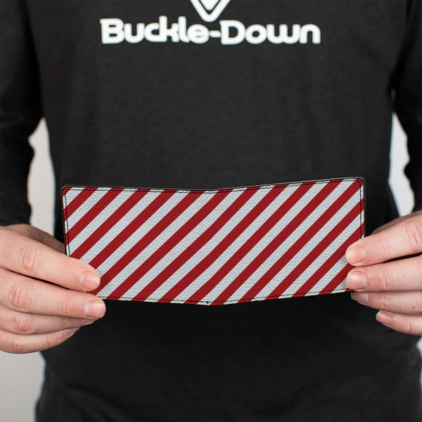 Buckle-Down Bi-Fold Wallet - Diagonal Stripes3 White Red