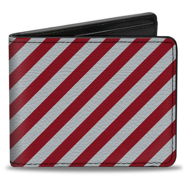 Buckle-Down Bi-Fold Wallet - Diagonal Stripes3 White Red