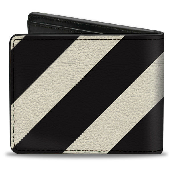 Buckle-Down Bi-Fold Wallet - Diagonal Stripes6 White Black