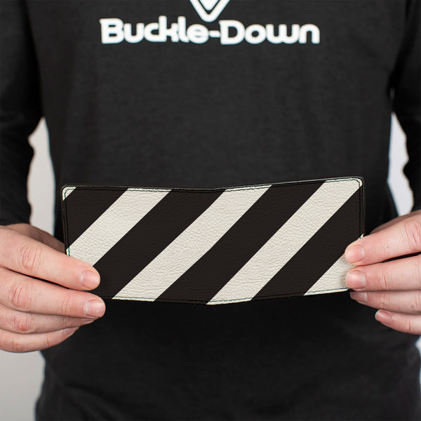 Buckle-Down Bi-Fold Wallet - Diagonal Stripes6 White Black