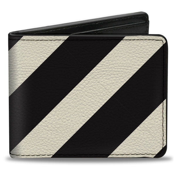 Buckle-Down Bi-Fold Wallet - Diagonal Stripes6 White Black