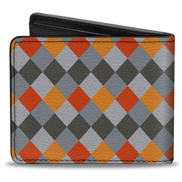Buckle-Down Bi-Fold Wallet - Diamond Plaid Grays Orange