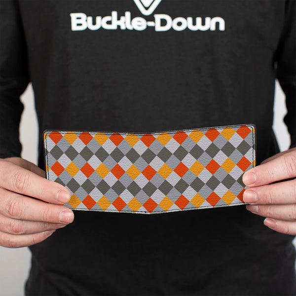 Buckle-Down Bi-Fold Wallet - Diamond Plaid Grays Orange