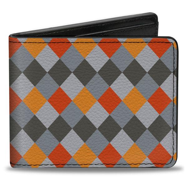 Buckle-Down Bi-Fold Wallet - Diamond Plaid Grays Orange