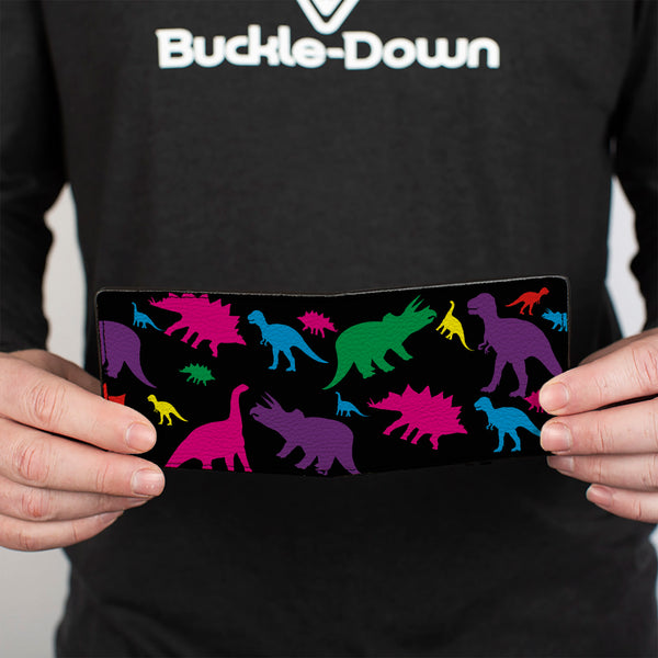 Buckle-Down Bi-Fold Wallet - Dinosaur Silhouette Black Multi Color