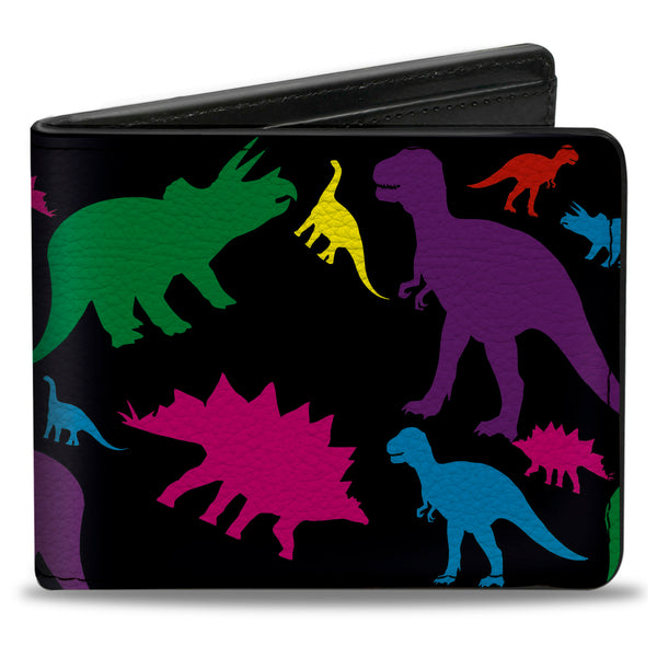 Buckle-Down Bi-Fold Wallet - Dinosaur Silhouette Black Multi Color