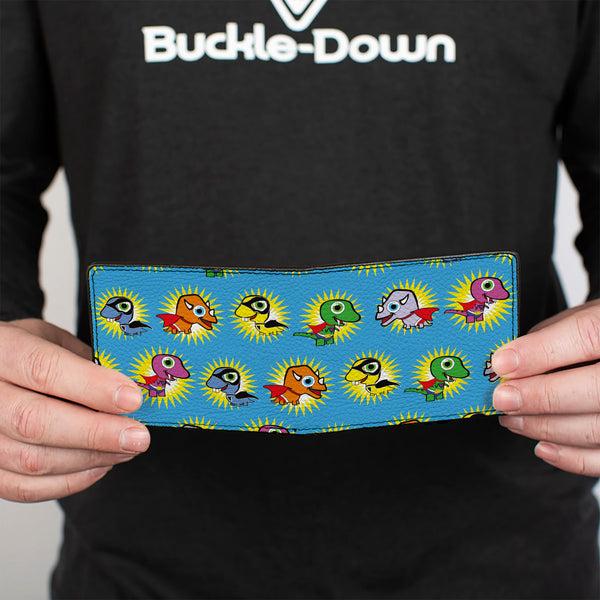 Buckle-Down Bi-Fold Wallet - Dinosaur Superhero Baby Blue