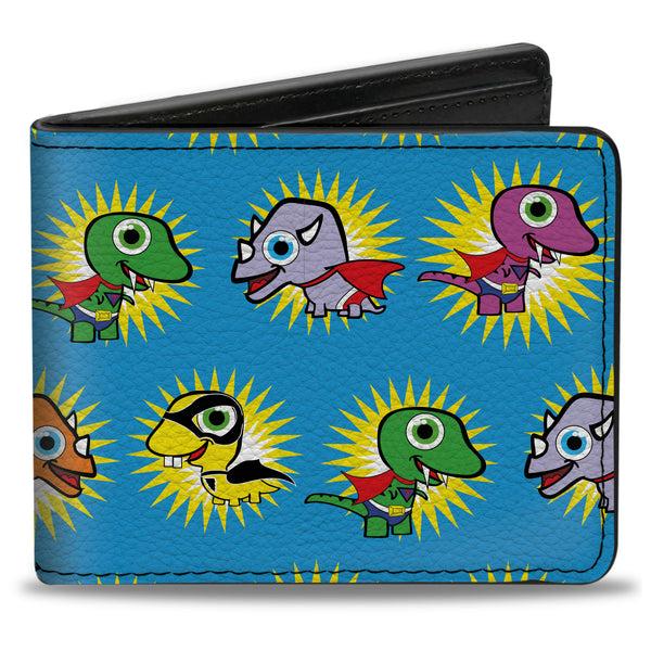 Buckle-Down Bi-Fold Wallet - Dinosaur Superhero Baby Blue