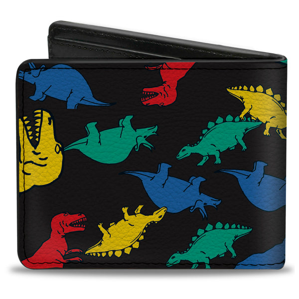 Buckle-Down Bi-Fold Wallet - Dinosaurs Black Multi Color