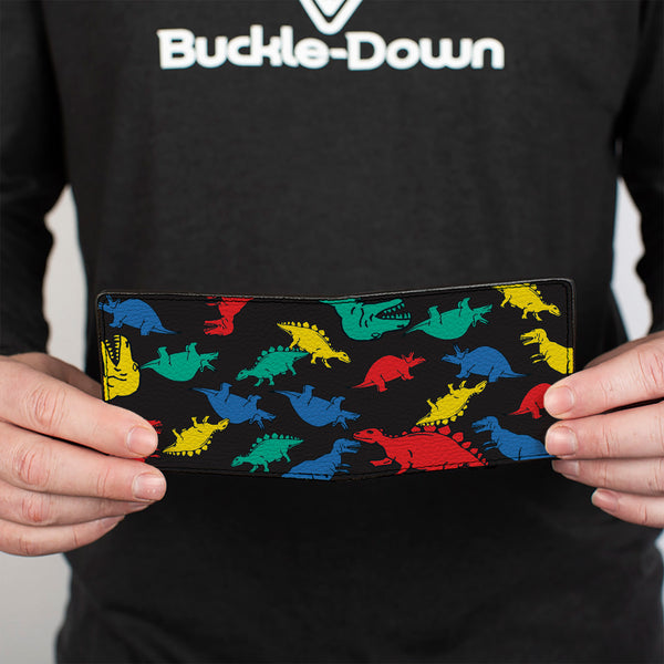 Buckle-Down Bi-Fold Wallet - Dinosaurs Black Multi Color