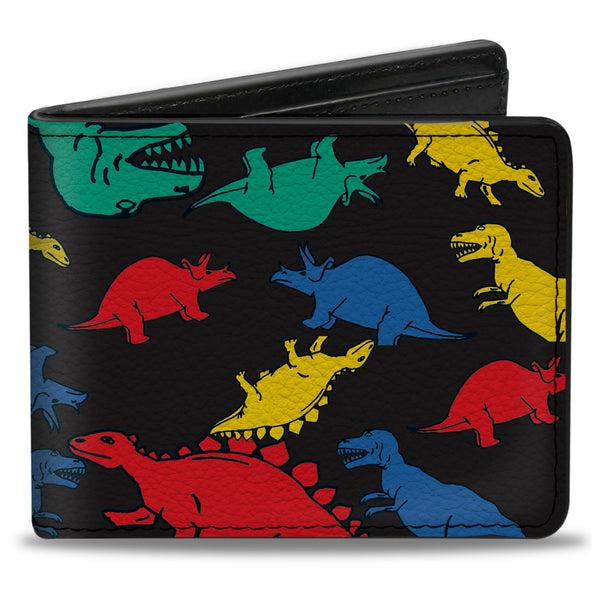 Buckle-Down Bi-Fold Wallet - Dinosaurs Black Multi Color