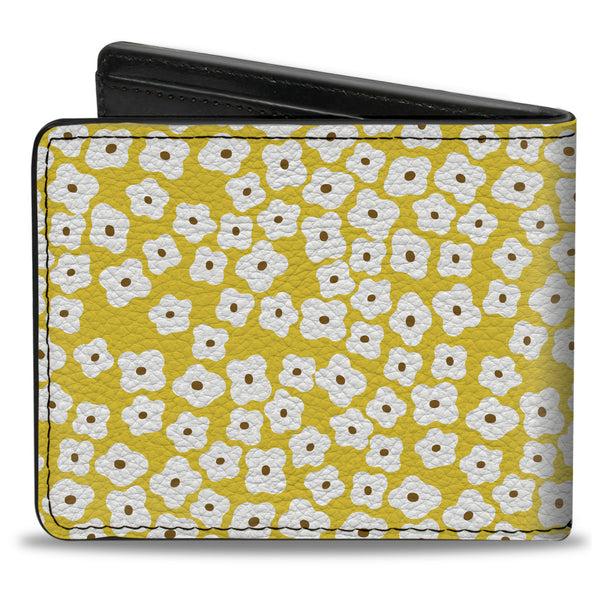 Buckle-Down Bi-Fold Wallet - Ditsy Floral Yellow White Brown