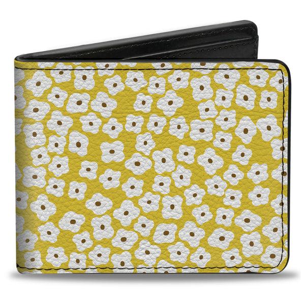 Buckle-Down Bi-Fold Wallet - Ditsy Floral Yellow White Brown