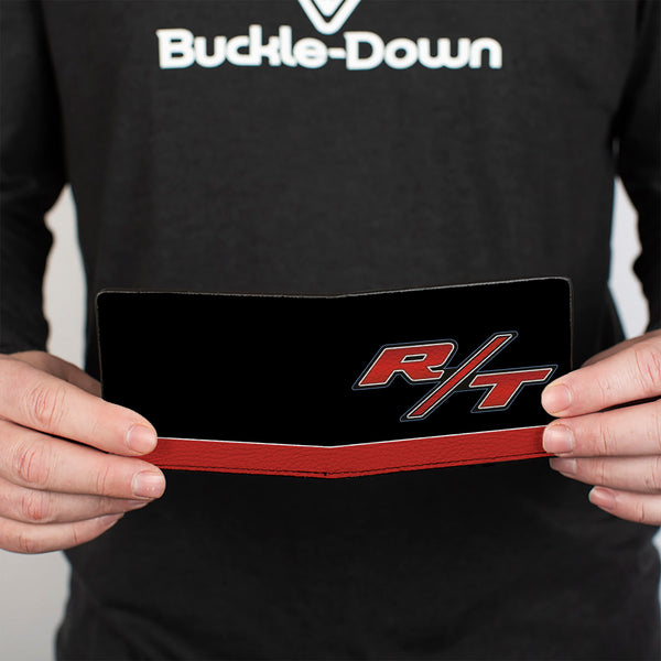 Buckle-Down Bi-Fold Wallet - Dodge Challenger R T Emblem Stripe Black Blue White Red
