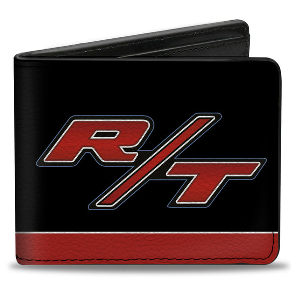 Buckle-Down Bi-Fold Wallet - Dodge Challenger R T Emblem Stripe Black Blue White Red