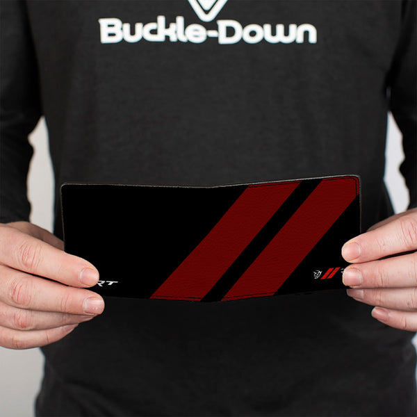 Buckle-Down Bi-Fold Wallet - Dodge Rhombus Stripe Demon Hellcat Icon Black Red White