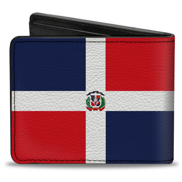 Buckle-Down Bi-Fold Wallet - Dominican Republic Flags Black Blocks