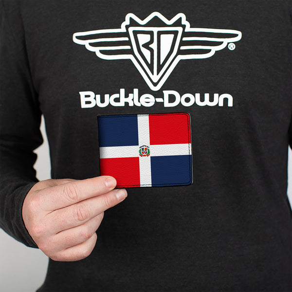 Buckle-Down Bi-Fold Wallet - Dominican Republic Flags Black Blocks
