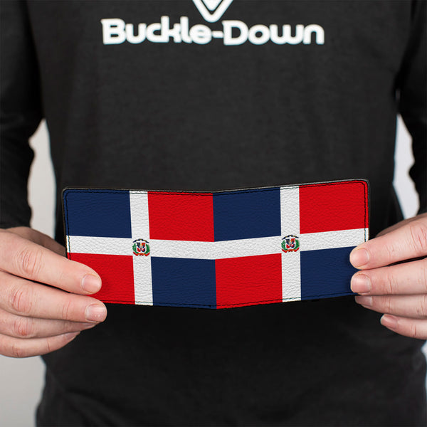 Buckle-Down Bi-Fold Wallet - Dominican Republic Flags Black Blocks