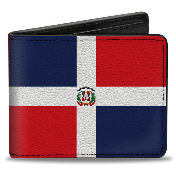 Buckle-Down Bi-Fold Wallet - Dominican Republic Flags Black Blocks