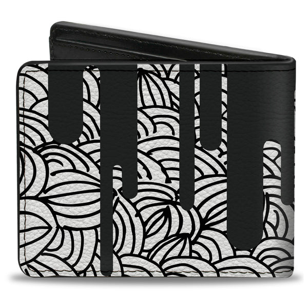 Buckle-Down Bi-Fold Wallet - Doodle1 Paint Drips White Black